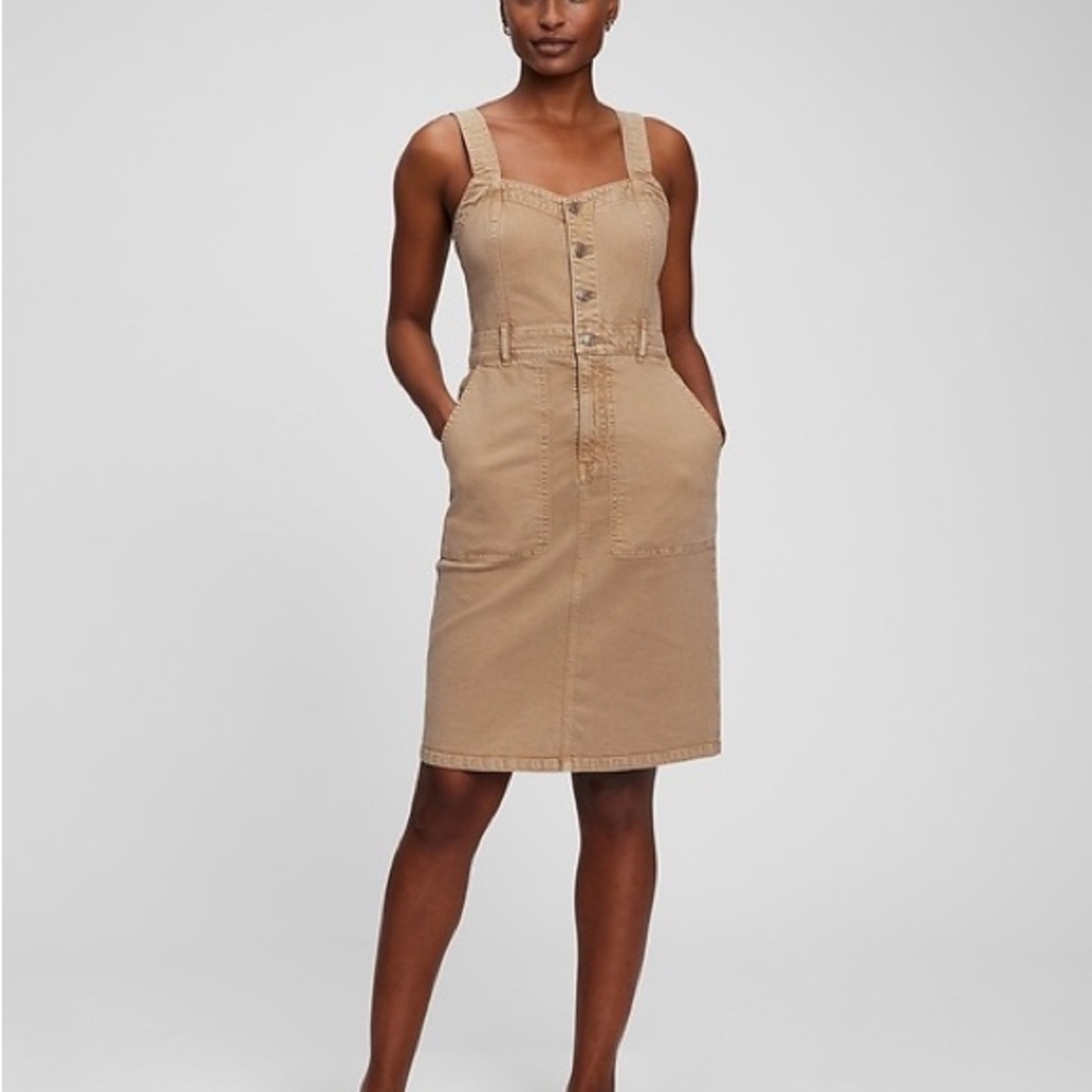 Gap V-Neck Button-Front Midi Dress